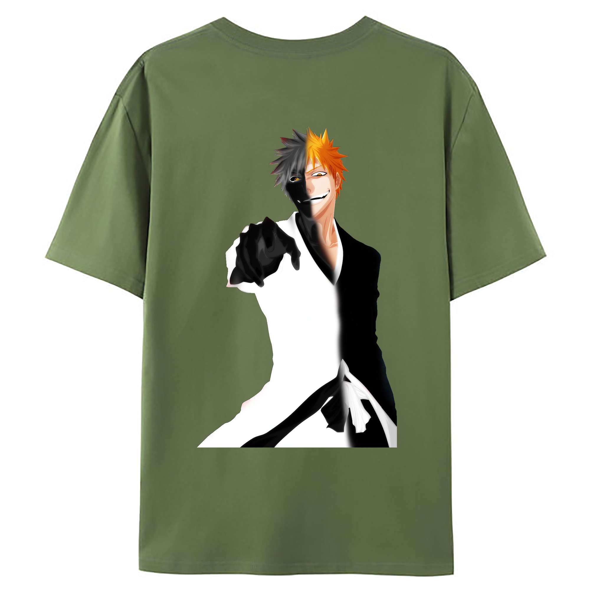 （画像用） ブリーチ 黒崎一護（くろさき いちご）BLEACH Kurosaki Ichigo 綿100％ メンズ半袖Tシャツ（バックプリント） 通気性